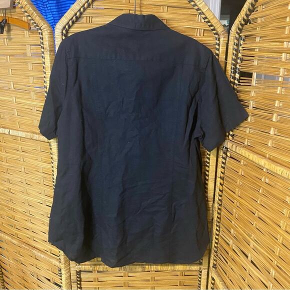 Coldwater Creek Shaped 100% Linen Black Casual Button Down Shirt XL minimalist - Picture 6 of 6